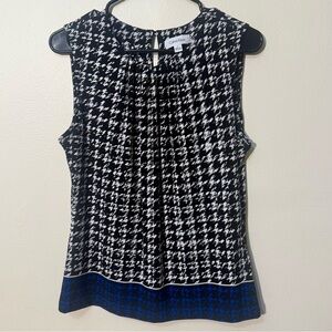 NWOT Calvin Klein Sleeveless Houndstooth Print Top, Size Small